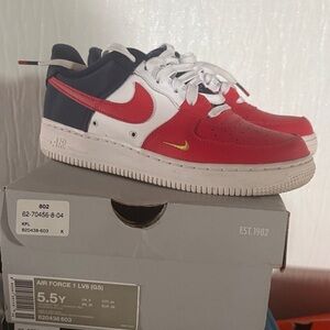 Nike Air Force 1 Red and Navy Sneakers